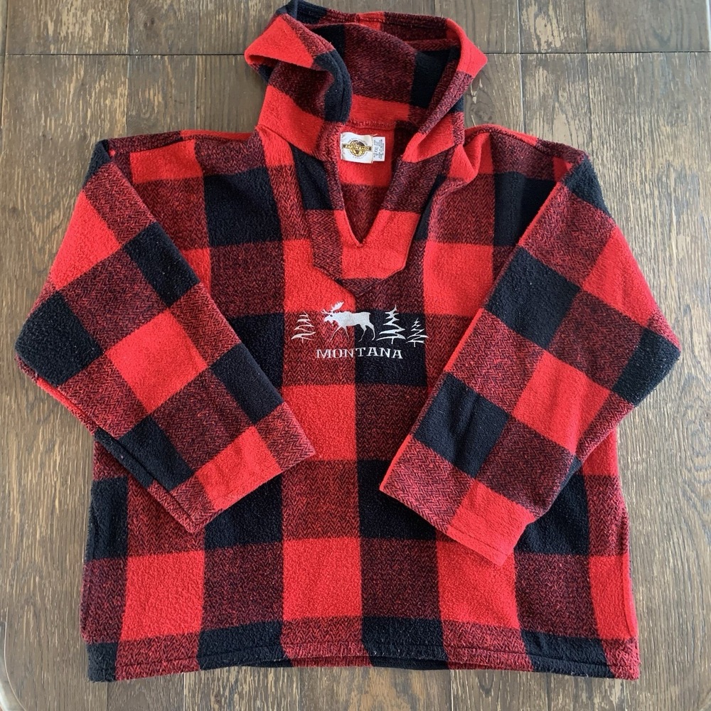 Earth Ragz Unisex XXL Oversized Red Black Buffalo Plaid Montana